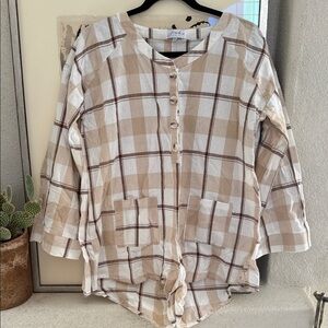 Sabo Skirt Beige and White Plaid Romper